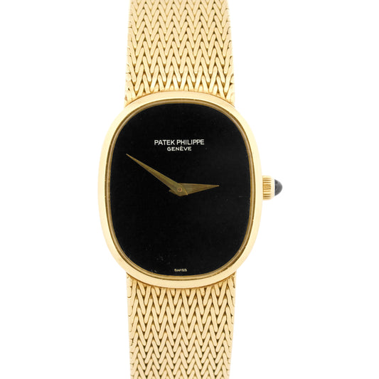 Patek Philippe Ellipse FACTORY BLACK ONYX 18K Yellow Gold 27mm x 32mm 3748/900