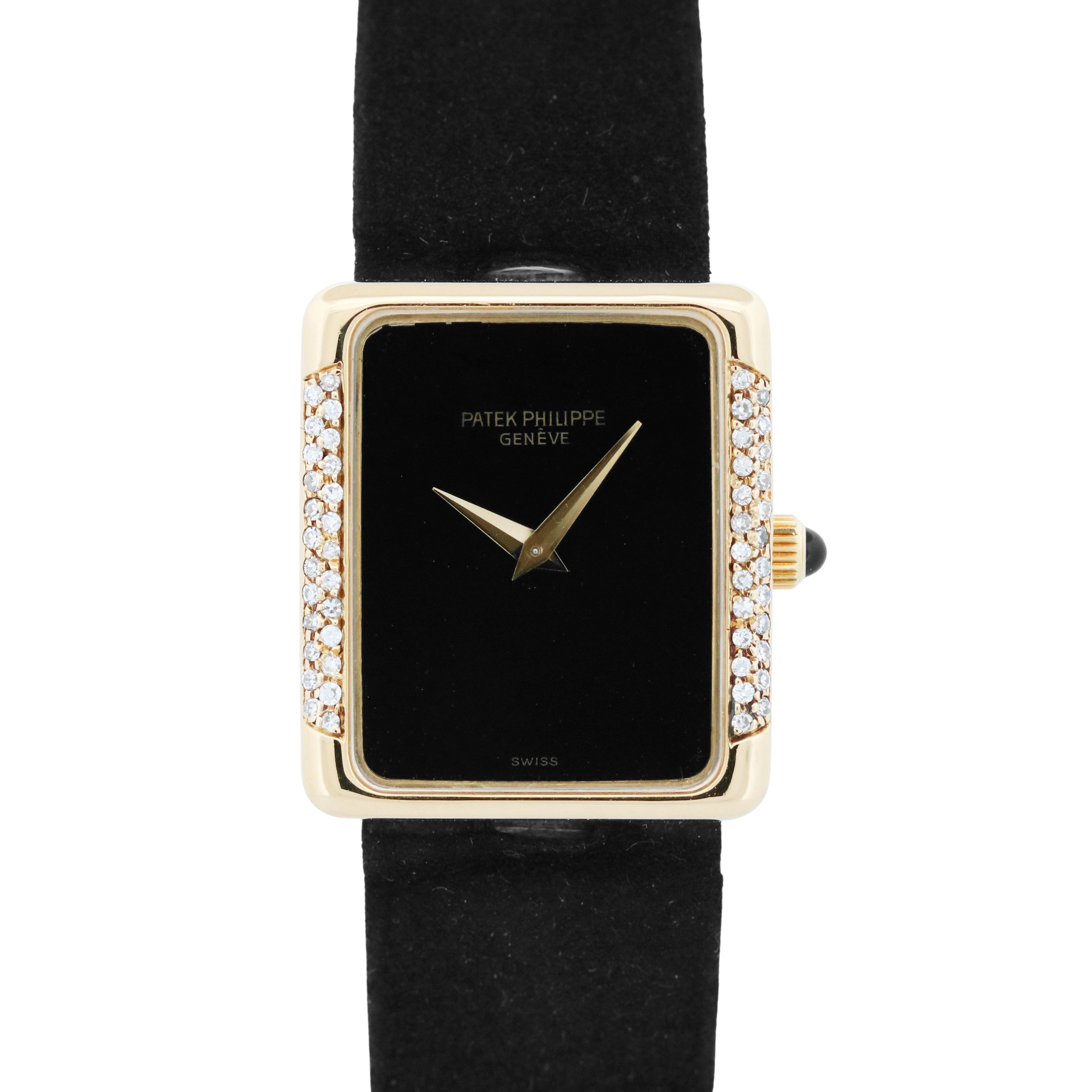 Ladies Patek Philippe BLACK ONYX DIAMOND 22mm Manual 18K Yellow