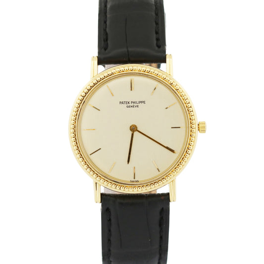 VINTAGE Patek Philippe Calatrava 18K Yellow Gold Leather 33mm Manual Watch