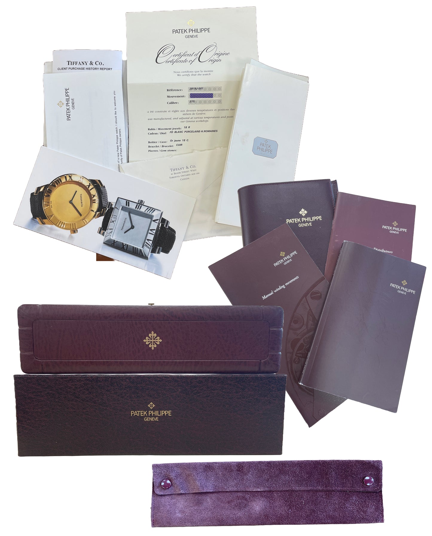 PAPERS Patek Philippe Calatrava 3919J TIFFANY White Roman 18K Gold 35mm BOX