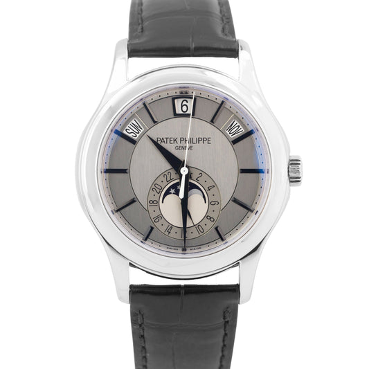 Patek Philippe Annual Calendar 18K White Gold GRAY Leather 40mm 5205G Watch