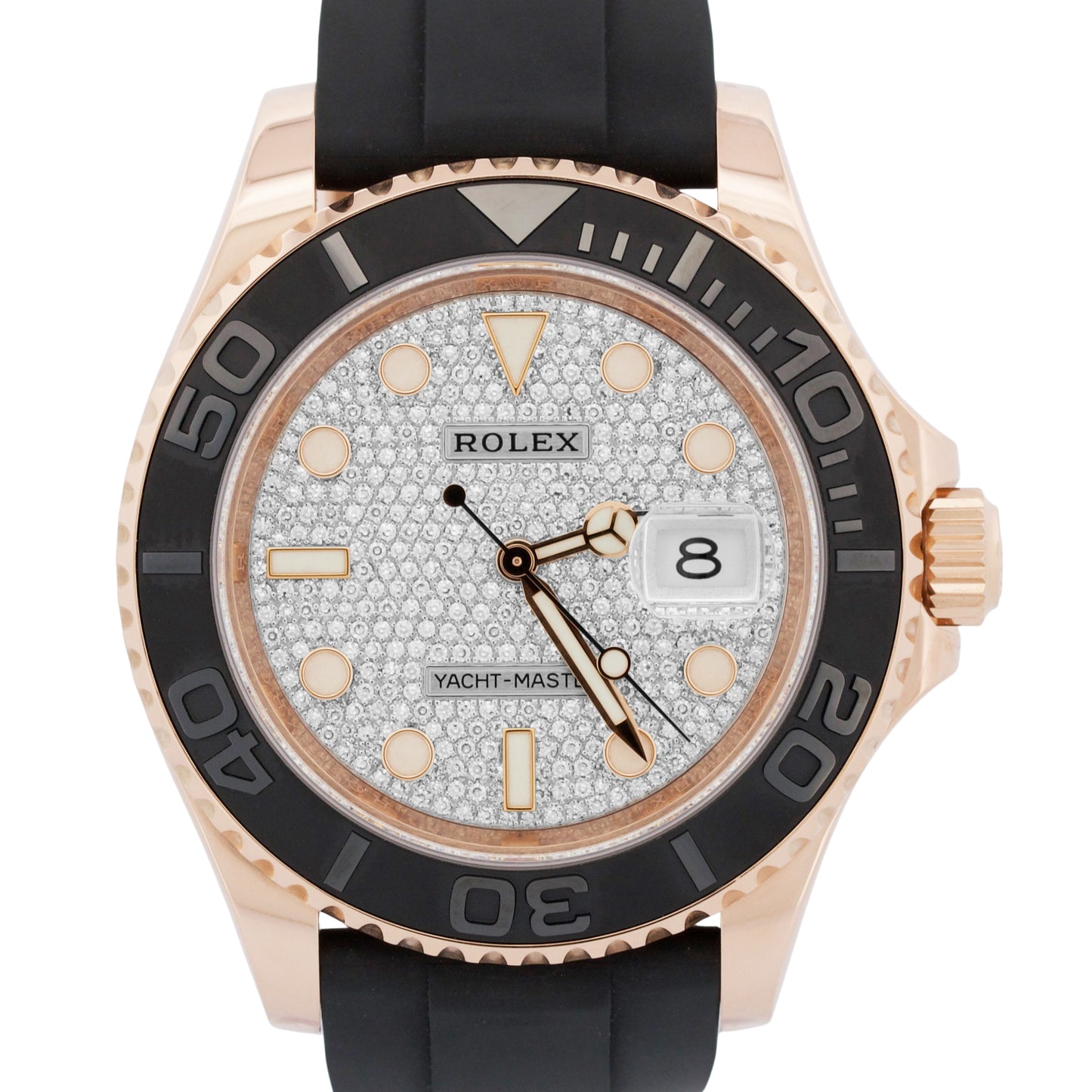 2021 PAPERS Rolex Yacht-Master FACTORY PAVE DIAMOND Oysterflex 40mm 126655 BOX