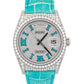 NEW 2025 PAPERS Rolex Day-Date PAVE DIAMOND TURQUOISE ROMAN 36mm 128159RBR BOX