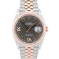 Rolex DateJust RHODIUM ROMAN DIAMOND 18K Rose Gold Steel JUBILEE 36mm 126231