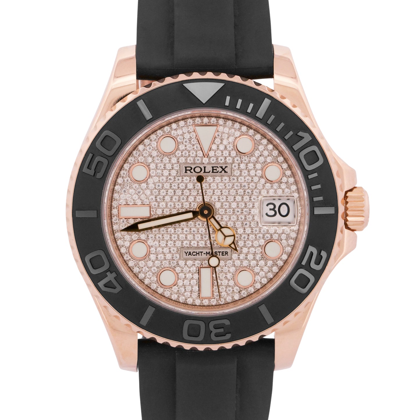 2019 PAPERS Rolex Yacht-Master PAVE DIAMOND 18K Gold Oysterflex 37mm 268655 BOX