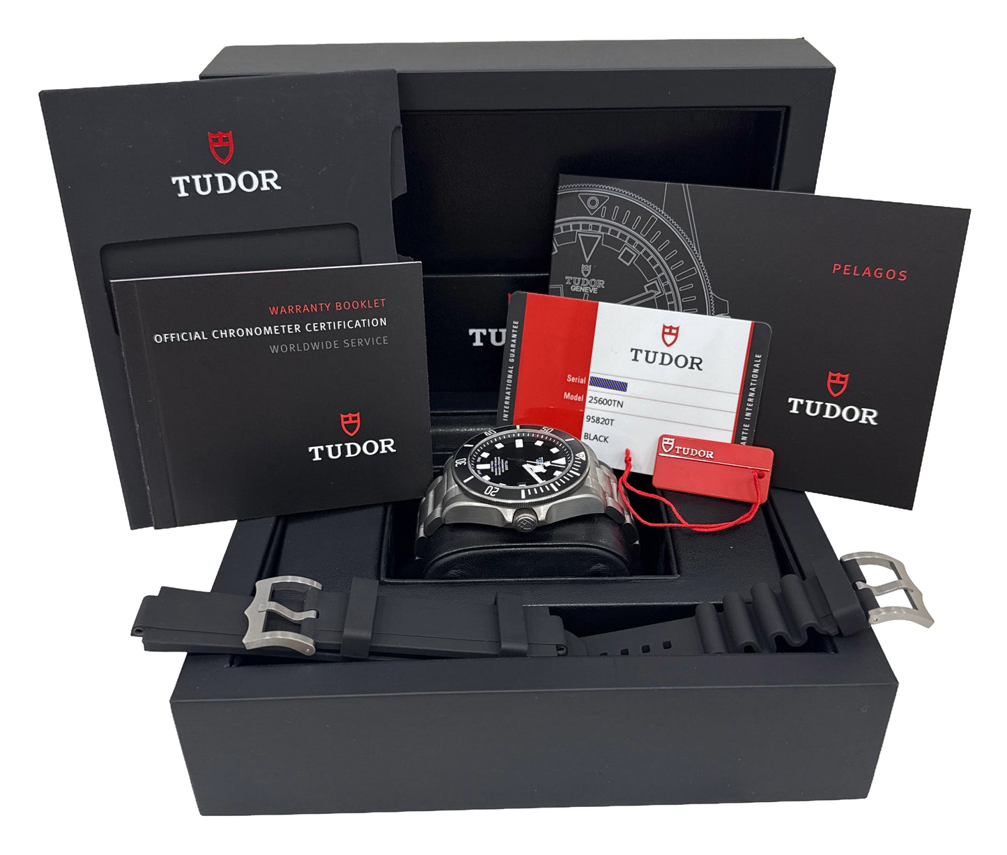 2017 PAPERS Tudor Pelagos BLACK Titanium 42mm Rubber 25600TN Dive Date Watch BOX