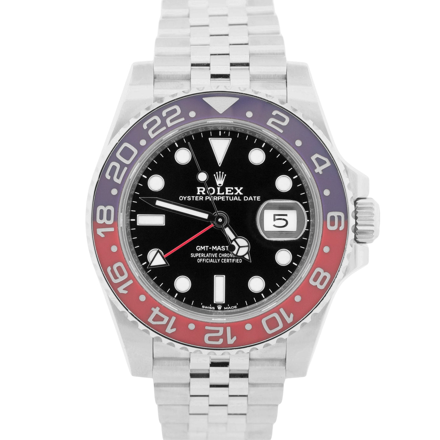 MINT Rolex GMT-Master II 40mm PEPSI Red Blue Stainless JUBILEE 126710 BLRO BOX