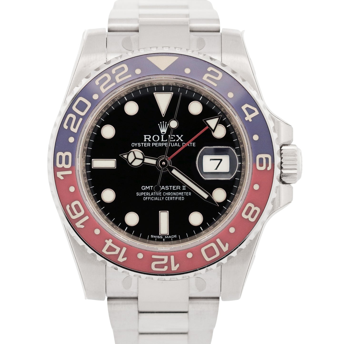 STICKERED Rolex GMT-Master II PEPSI 18K White Gold BLACK Watch 116719 BLRO BOX