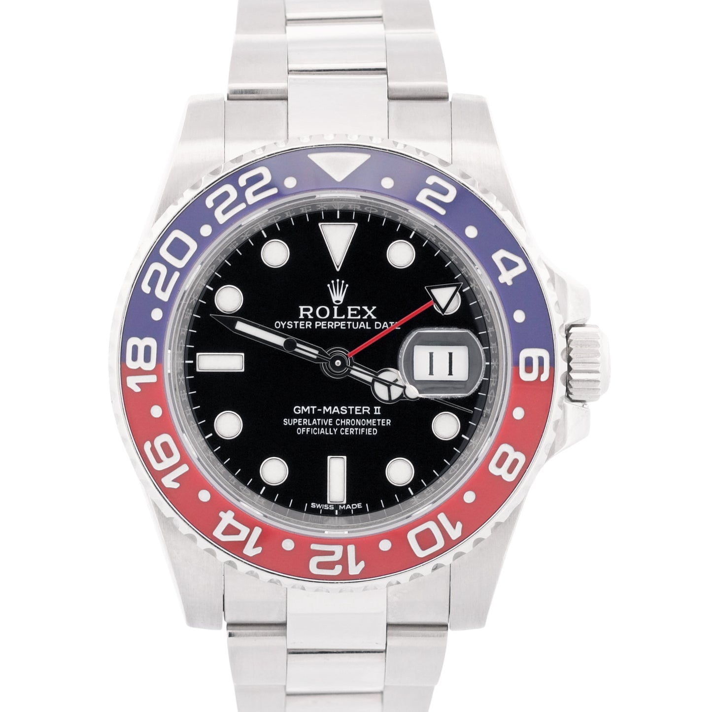 2016 PAPERS Rolex GMT-Master II PEPSI Blue Red 18K White Gold 116719 BLRO BOX