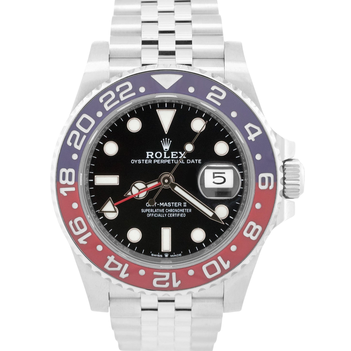 PAPERS Rolex GMT-Master II 40mm PEPSI Red Blue JUBILEE Steel 126710 BLRO BOX