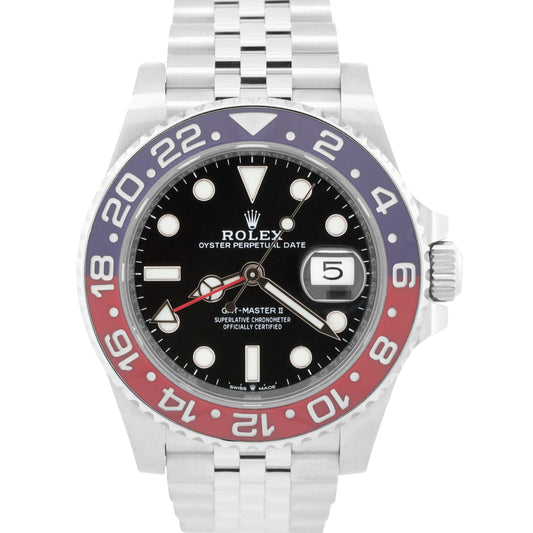 PAPERS Rolex GMT-Master II 40mm PEPSI Red Blue JUBILEE Steel 126710 BLRO BOX