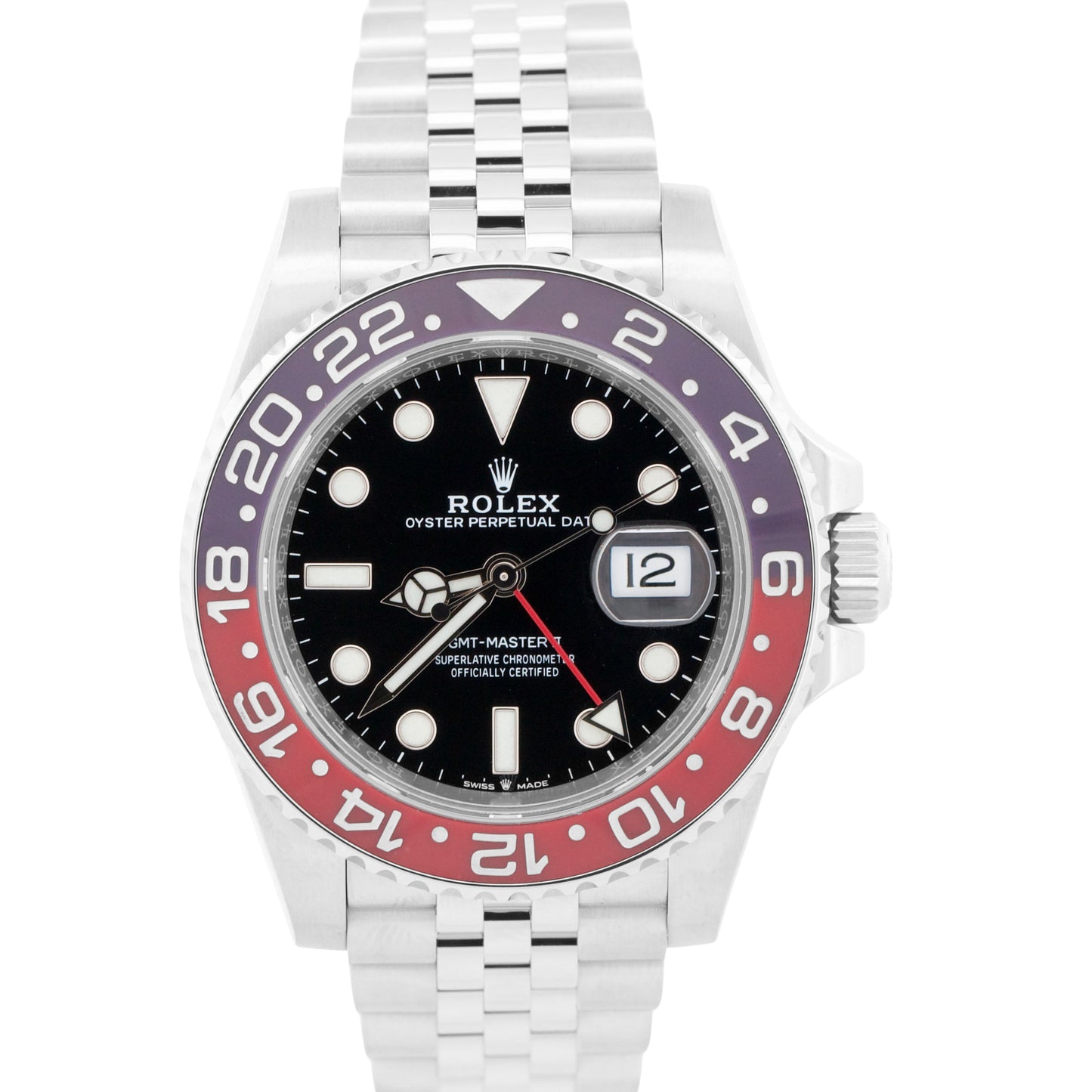 PAPERS Rolex GMT-Master II 40mm PEPSI Red JUBILEE Stainless 126710 BLRO BOX