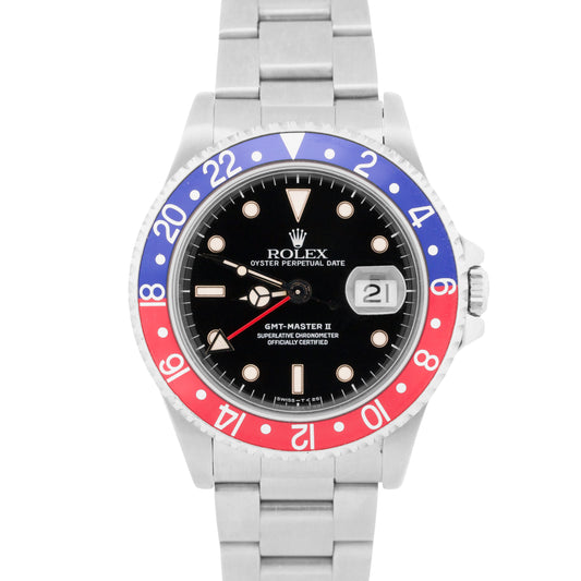 1995 PAPERS Rolex GMT-Master II PEPSI Red Blue Steel OYSTER 40mm 16710 Watch BOX
