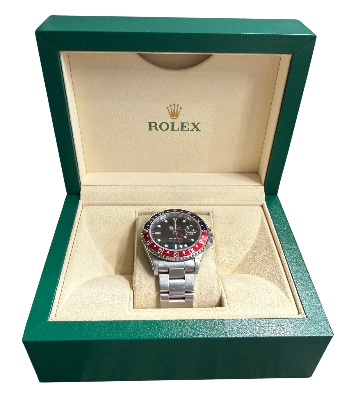 1999 Rolex GMT-Master II 16710 40mm Pepsi Red Blue Black Steel Swiss-Only Box
