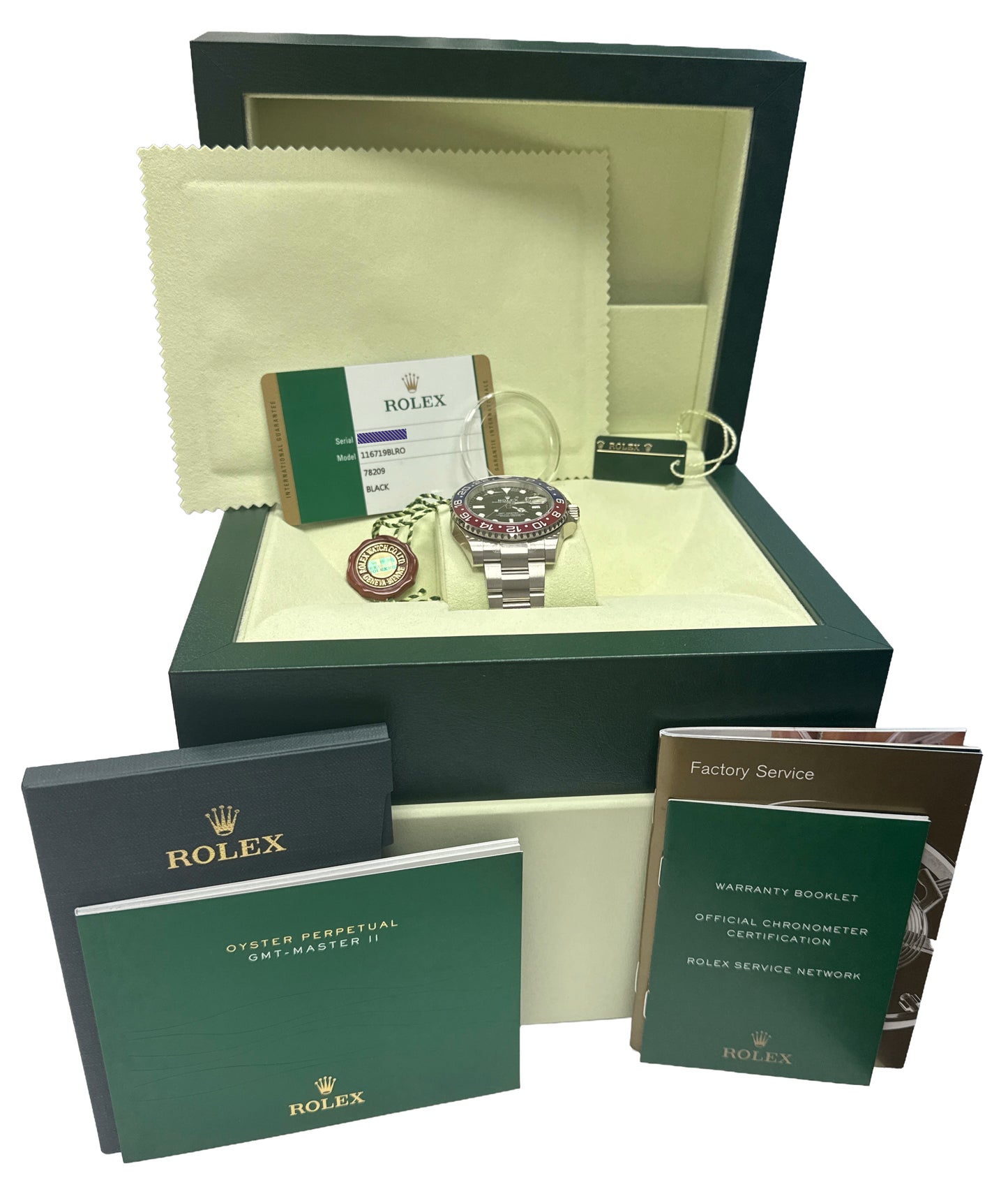 NOS STICKERED 2014 PAPERS Rolex GMT-Master II PEPSI 18K Gold 116719 BLRO BOX