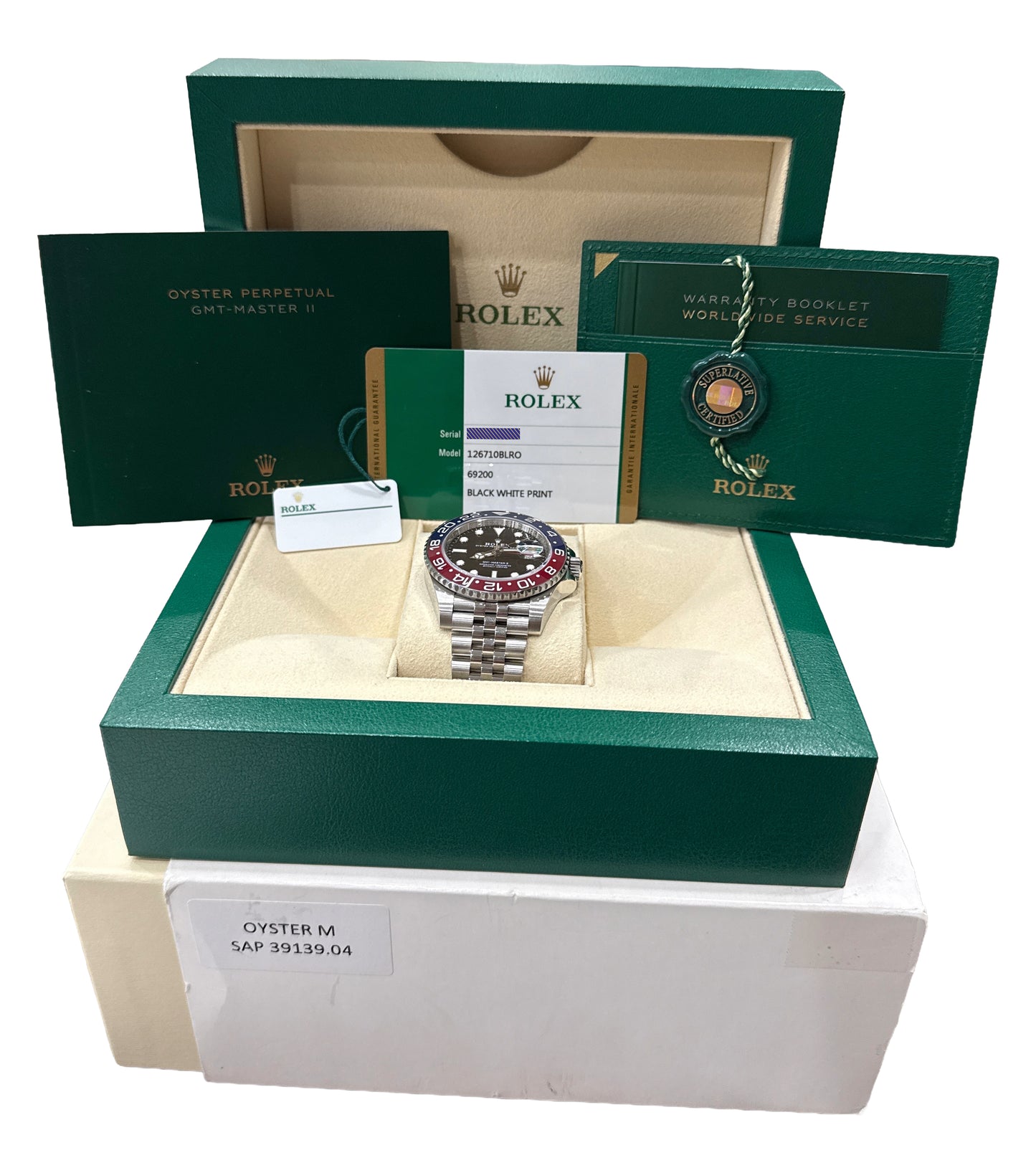 2020 PAPERS Rolex GMT-Master II PEPSI Blue Red 40mm JUBILEE 126710 BLRO BOX