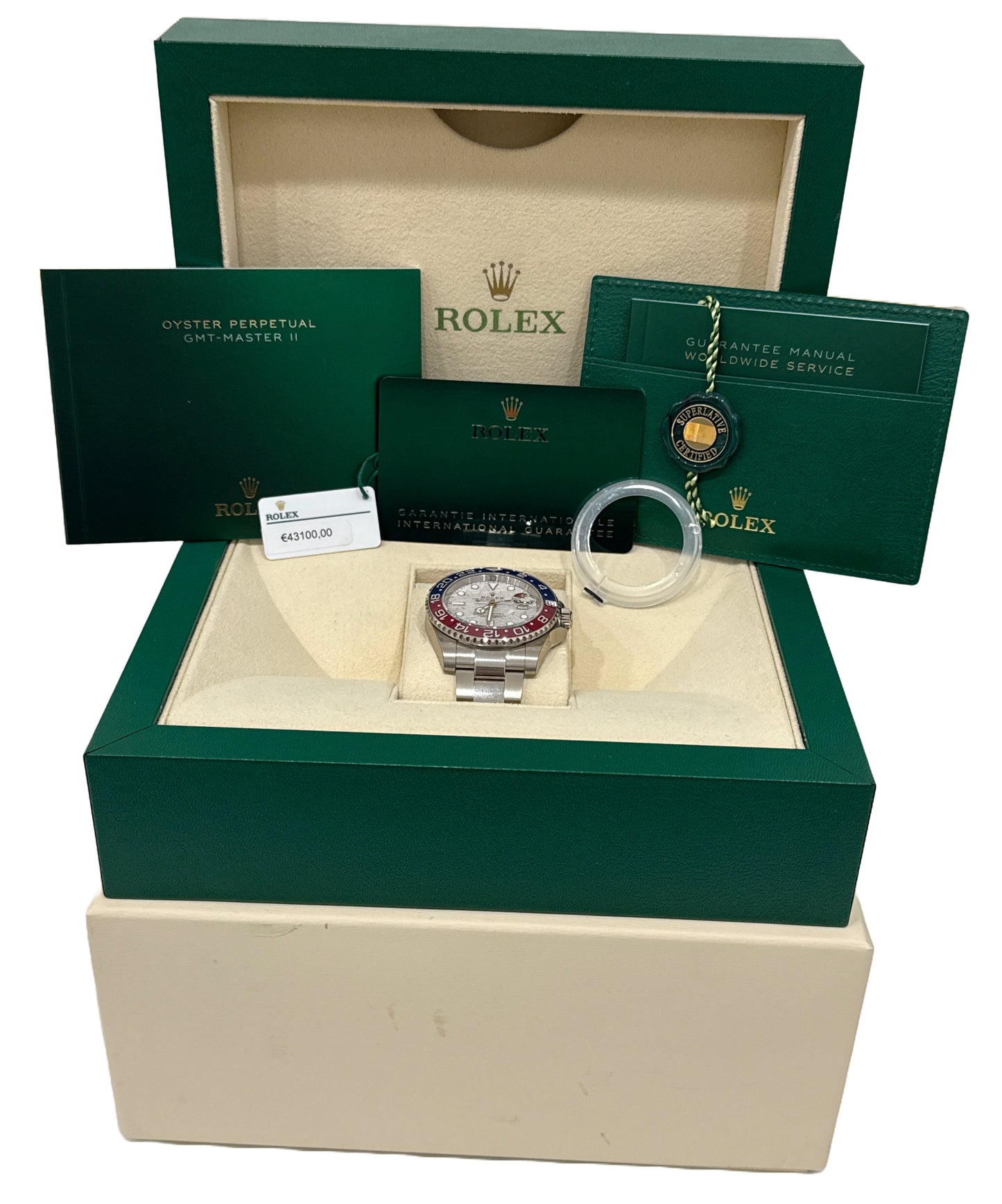 NEW STICKERED 2023 PAPERS Rolex GMT-Master II METEORITE PEPSI 126719 BLRO BOX