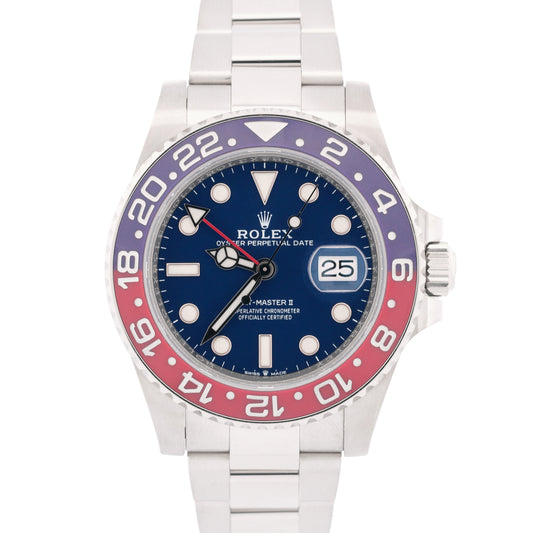 2022 PAPERS Rolex GMT-Master II PEPSI Red Blue 18K White Gold 126719 BLRO BOX
