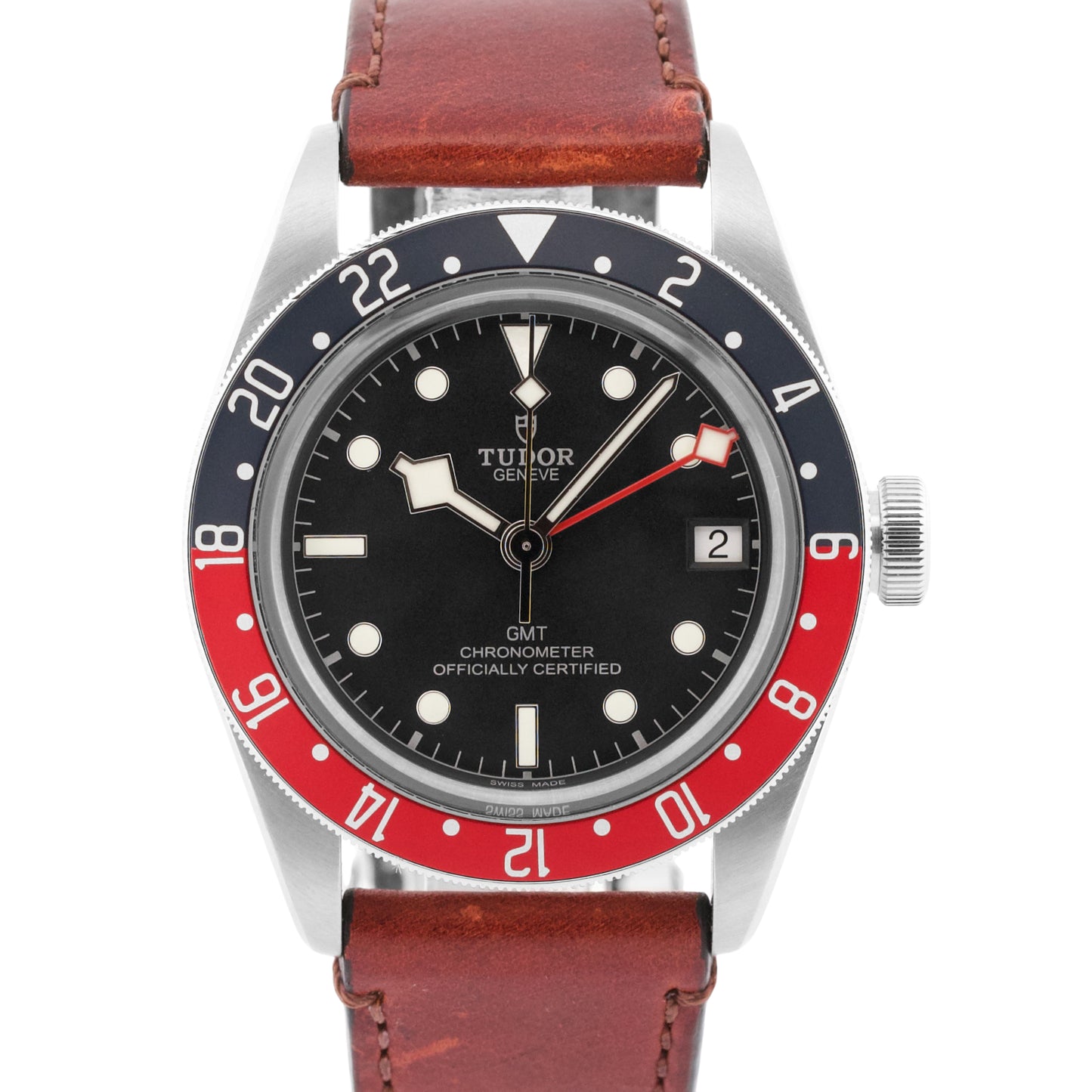 Tudor Black Bay 41 GMT 41mm PEPSI Red Blue Stainless Steel Leather 79830 RB
