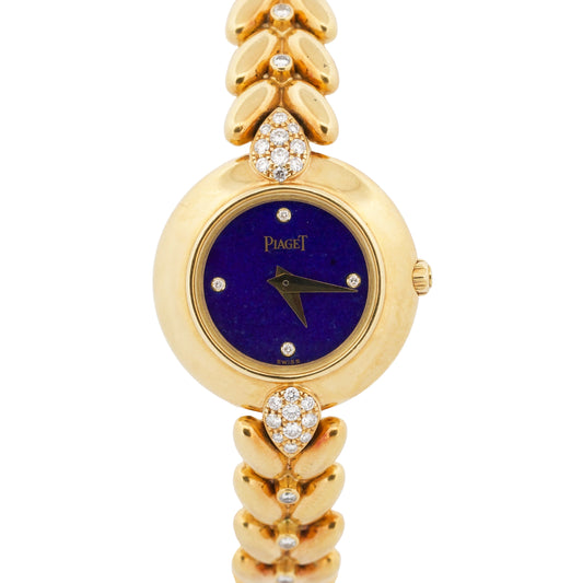 2009 PAPERS Ladies Piaget 18K Gold BLUE LAPIS DIAMOND Quartz 23mm 5213 E 114 BOX