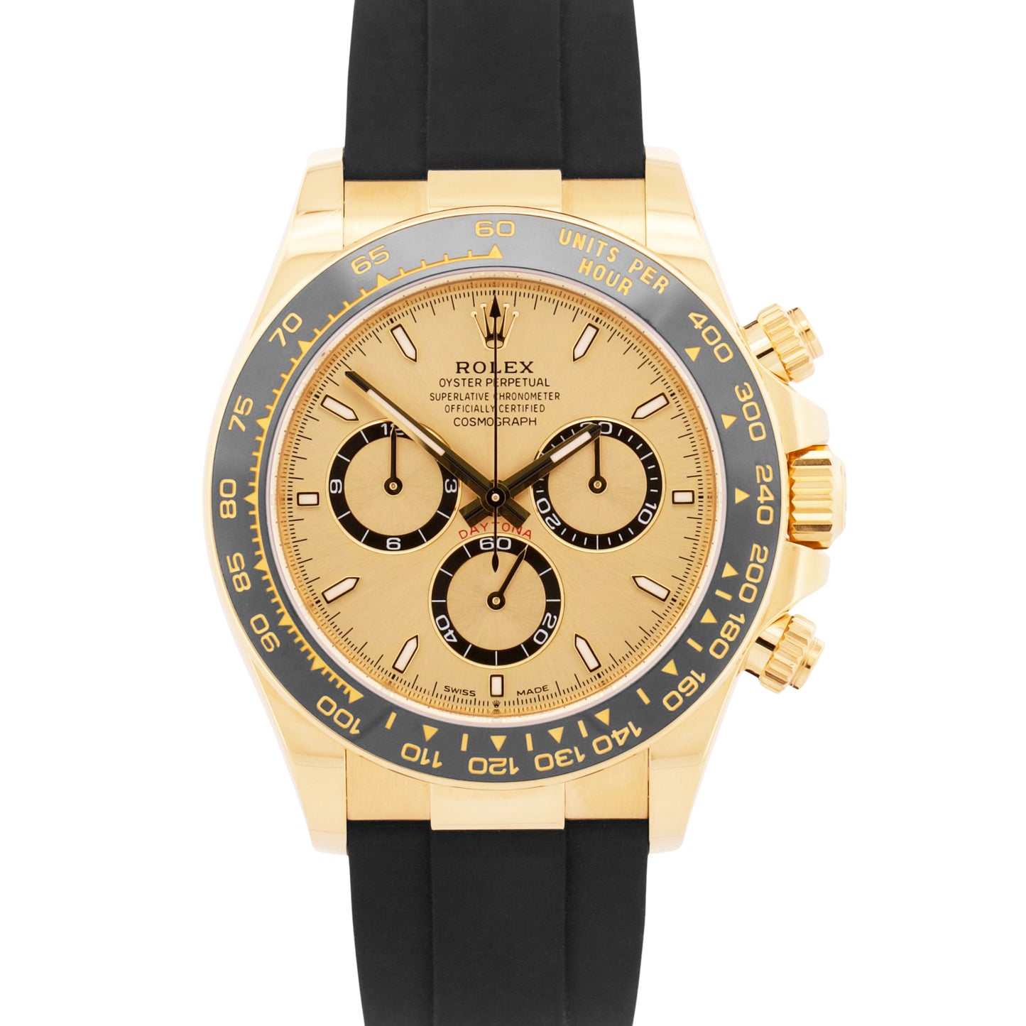 2025 Rolex Daytona 126518 LN Oysterflex Pikachu Champagne 18K Gold Box Papers