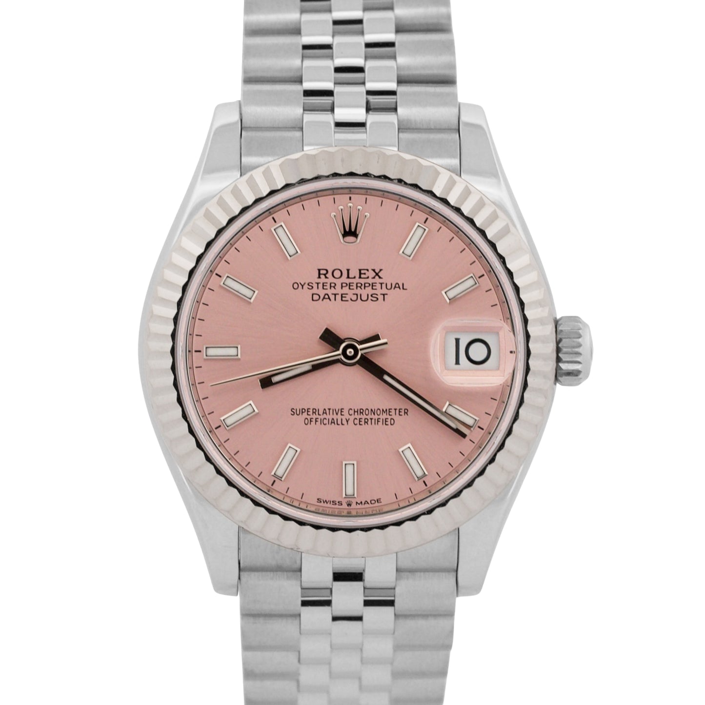 2023 PAPERS Rolex DateJust 31mm PINK 18K White Gold Steel JUBILEE 278274 BOX