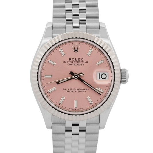 2023 PAPERS Rolex DateJust 31mm PINK 18K White Gold Steel JUBILEE 278274 BOX