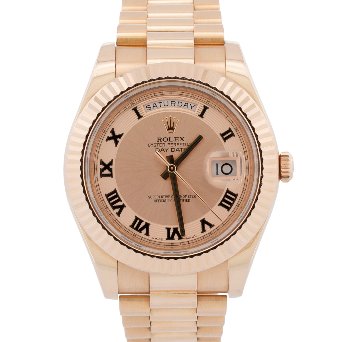 Rolex Day-Date II 218235 41mm President Pink Concentric Roman 18K Box Papers
