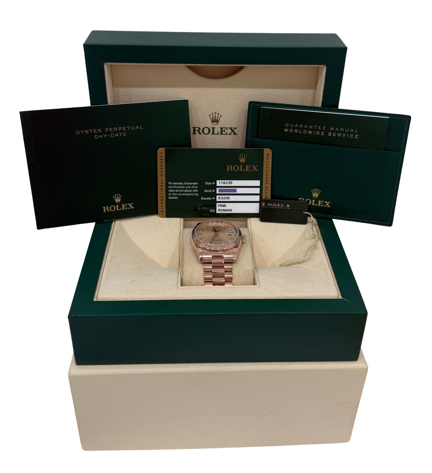 2012 Rolex Day-Date President Pink Roman 18K Rose Gold 36mm 118235 Box Papers