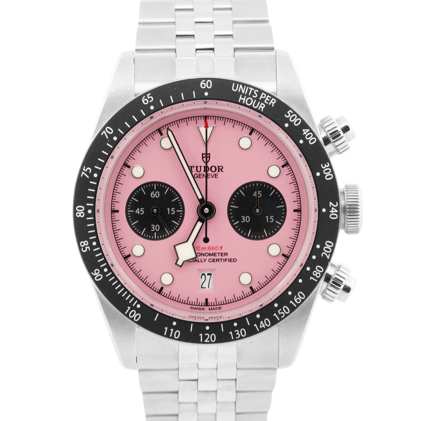 2026 PAPERS Tudor Black Bay Chrono Steel MIAMI PINK 41mm JUBILEE 79360N-0019 BOX