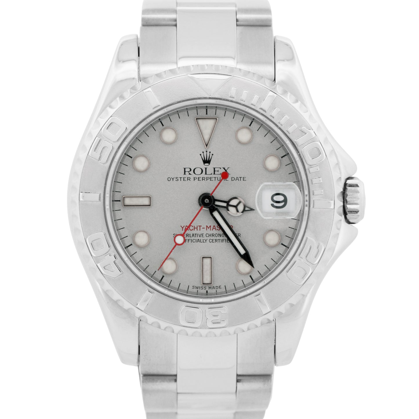 Rolex Yacht-Master Mid-Size PLATINUM Stainless Steel 35mm Oyster Watch 168622