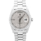 Rolex Day-Date President Silver FACTORY DIAMOND BEZEL 36mm 950 Platinum 18046