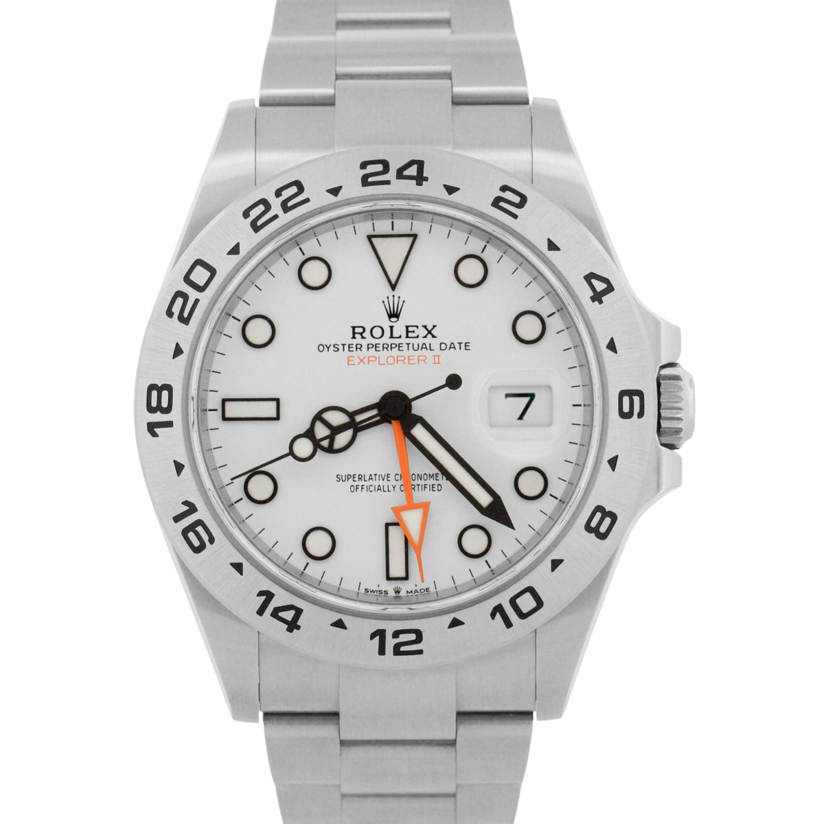 New 2024 Rolex Explorer II 226570 Polar White Stainless Steel 42mm Box Papers