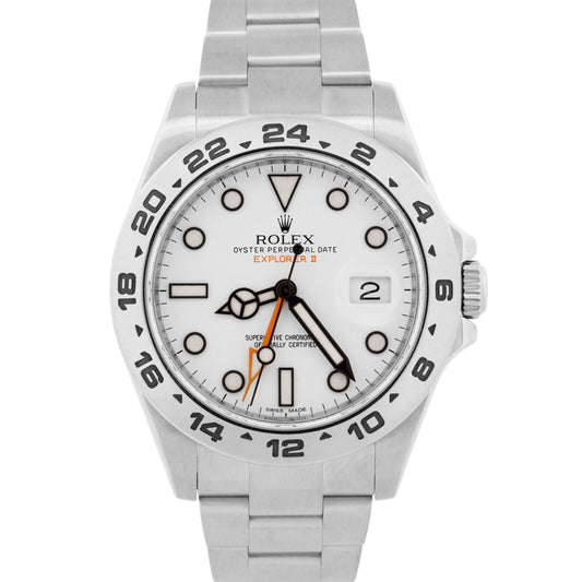 Rolex Explorer II 42mm 216570 POLAR WHITE Orange Stainless Steel GMT Watch