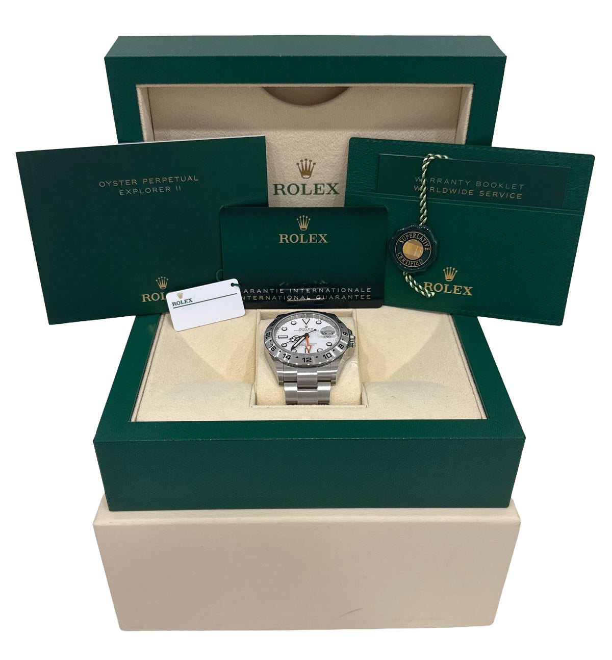 New 2024 Rolex Explorer II 226570 Polar White Stainless Steel 42mm Box Papers