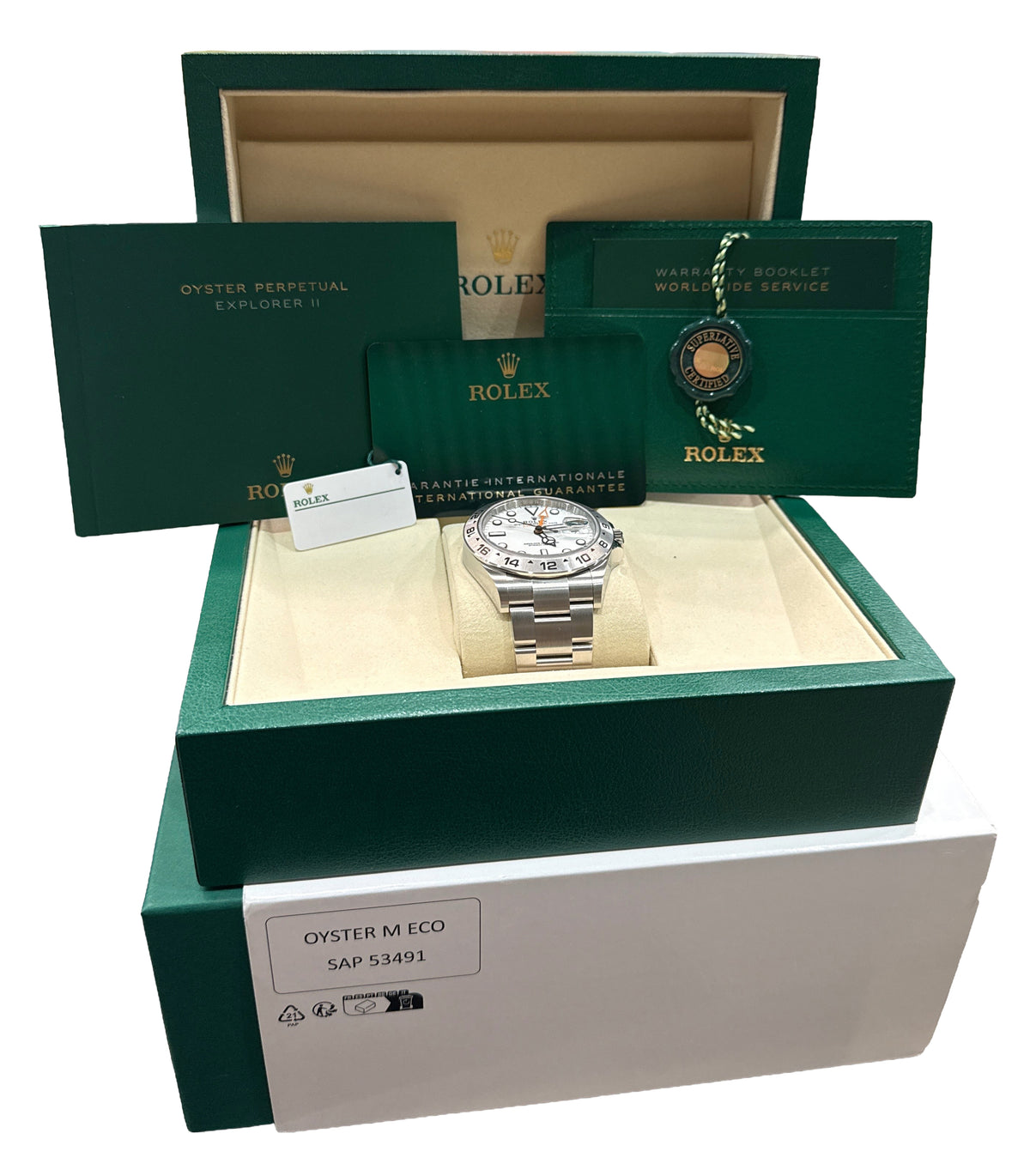 New 2025 Rolex Explorer II 226570 Polar White Stainless Steel 42mm Box Papers