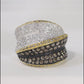 Modern Two-Tone Brown Champagne & White Diamond Cocktail Ring - 18k Yellow/White Gold Band