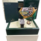 STICKERED Rolex Cellini Prince Dual Time BLACK 18K Gold 38mm x 28mm 5443/9 BOX