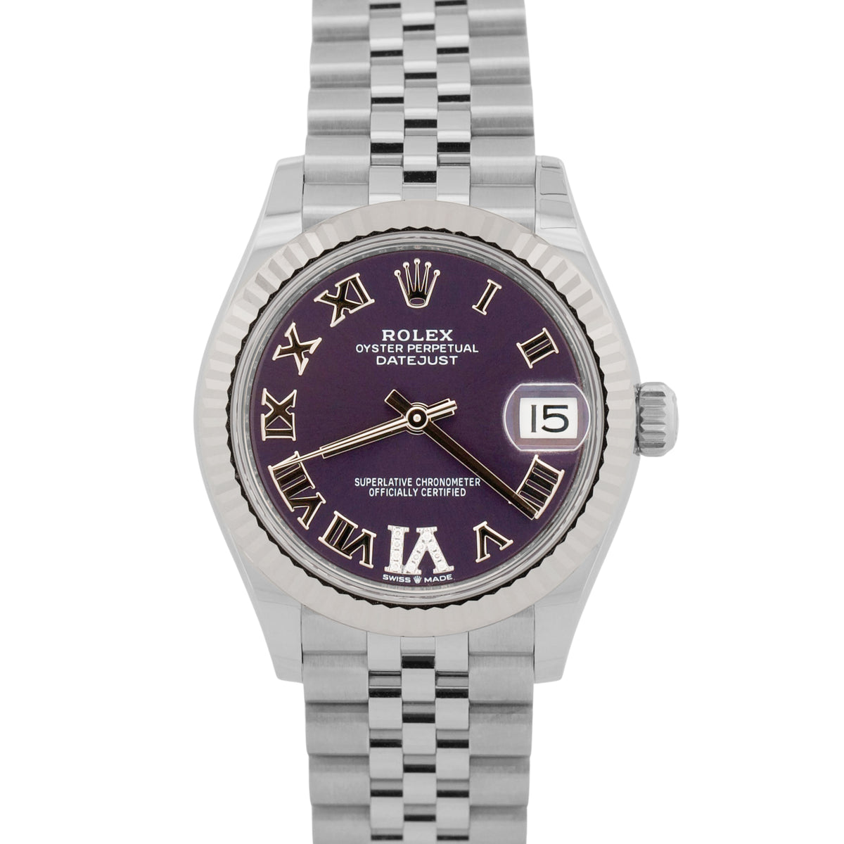 New 2026 Rolex Datejust 278274 Aubergine Purple Diamond Steel 31mm Box Papers