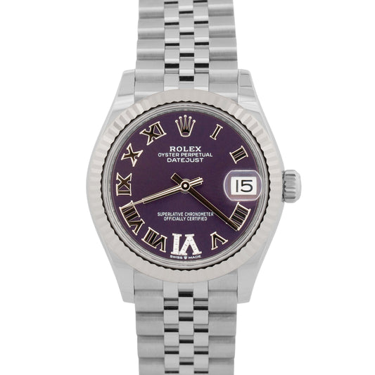 New 2026 Rolex Datejust 278274 Aubergine Purple Diamond Steel 31mm Box Papers