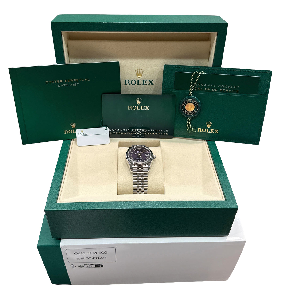 New 2026 Rolex Datejust 278274 Aubergine Purple Diamond Steel 31mm Box Papers