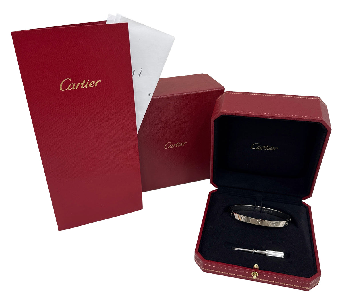 2022 Cartier Love Bracelet Size 18 18K White Gold Box