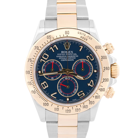 Rolex Daytona Cosmograph BLUE RACING 18K Yellow Gold Two-Tone Steel Watch 116523