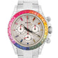 Rolex Daytona Cosmograph RAINBOW PAVE DIAMOND 18K White Gold Watch 116509 BOX