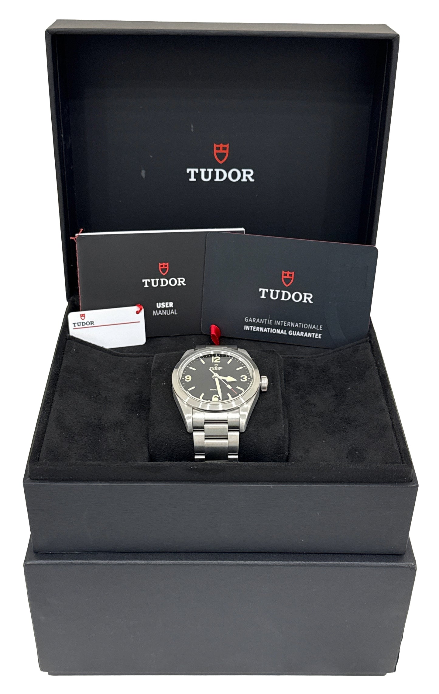 2023 PAPERS Tudor Ranger 39mm BLACK Arabic Stainless Automatic Watch 79950 BOX