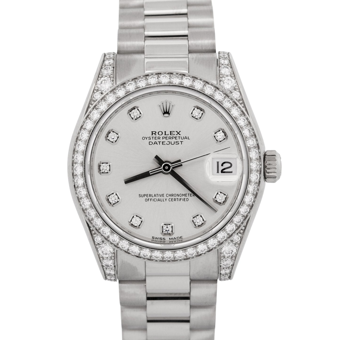 2019 PAPERS Rolex DateJust President 31mm SILVER DIAMOND 18K Gold 178159 BOX
