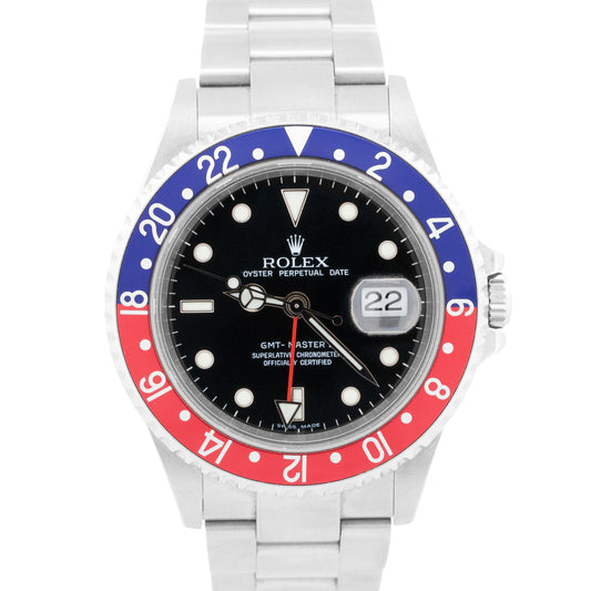 UNPOLISHED Rolex GMT-Master II 40mm PEPSI Red Blue RECTANGLE DIAL Steel 16710