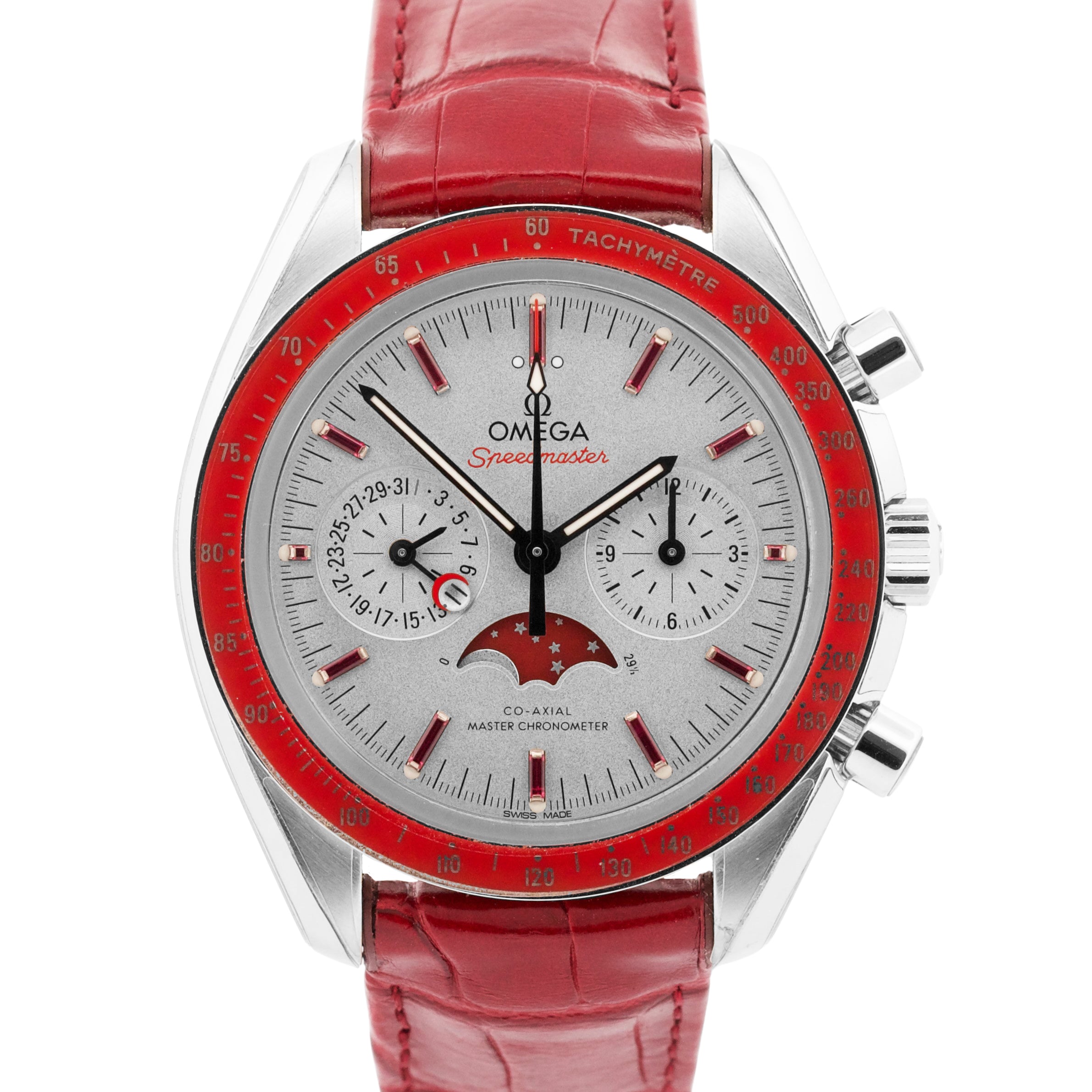 PAPERS Omega Speedmaster Moonphase PLATINUM RUBY 44mm 304.93.44.52.99 ...
