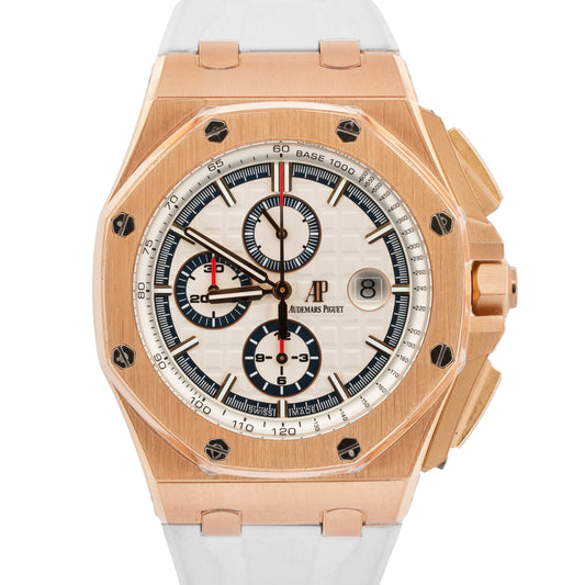 PAPERS Audemars Piguet Royal Oak Offshore WHITE 18K Rose Gold 44mm 26408OR BOX