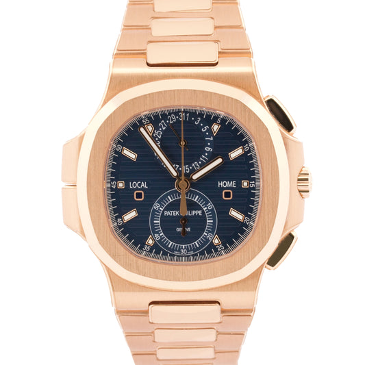 2021 PAPERS Patek Philippe Nautilus 40.5mm BLUE 18K Travel Time 5990/1R-001 BOX